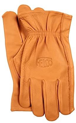 FELCO Handschuhe aus Echtleder 703L (Größe L, durchstoßfestes Rindsleder, Gartenhandschuhe für schwere Schnittarbeiten, naturfarben) FELCO 703L