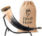 Corne à boire Viking avec support en fer véritable Divit | Ornements en laiton et sac-cadeau en toile de jute inclus | Corne de 13 ’’ et capacité de 16 oz (400 ml) | L'original. (Crocodile, Polished)