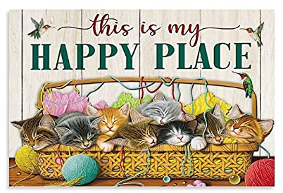 SMWY Póster retro de Happy Place, 40 x 60 cm