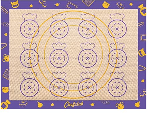 Chefclub Kids - Tapis de Cuisson en Silicone Antiadhésif 30x40 cm - Graphismes pour Macarons, Cookies, Pizzas - Réutilisable, Sans BPA - Passe au Lave-Vaisselle - Dès 4 Ans