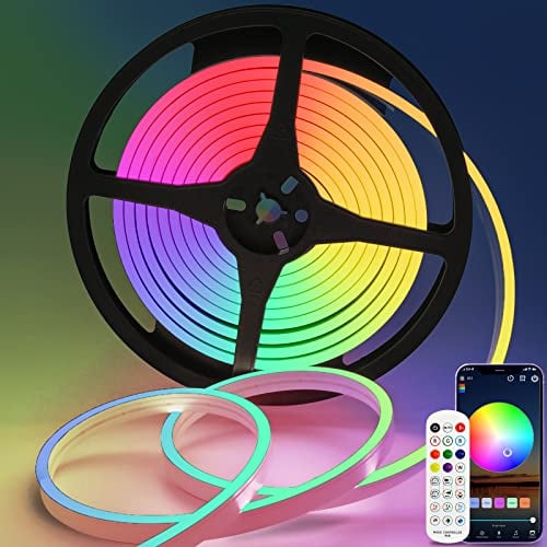 Lucienstar Neon Rope Lights - 5M Flexible Led Rope Light Control with Remote/APP, IP67 Waterproof RGB neon Lights,Music Sync,Multiple Modes,Led Neon Light Strip for Bedroom Outdoors Decor