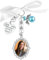 SAVITA 1 x Foto-Anhänger, Blumenstrauß, Hochzeit, mit 1 x ovalen Cabochons, 1 x Fotorahmen, Anhänger, Brautstrauß, mit Schleife, Strass, Perle, Anhänger in Form eines Hofes für Hochzeitsfeier,