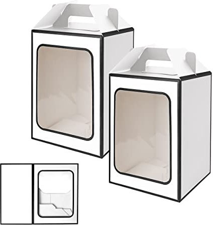 Scatole regalo grandi, 10 sacchetti di carta tote con finestra trasparente, 24,9 x 17,8 x 13 cm, sacchetti regalo di carta con manici, sacchetti per feste di nozze - bianco