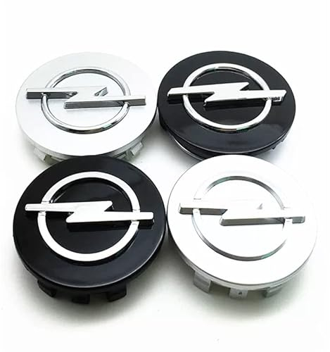 KOUNNENA 4 Stück Radnabenkappen Nabendeckel Felgendeckel Felgenkappen Radnabenabdeckung Radkappen 60mm für Opel Adam Astra Corsa Crossland Insignia Karl, Schwarz