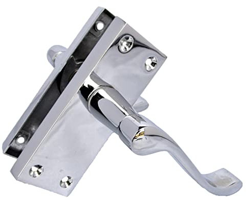 Haven Heritage Internal Quality Victorian Scroll Door Handles in Polished Chrome Silver Door Handles, Back Plate Size 118mm x 42mm. Sold as 1 x Pair