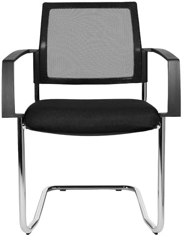 TOPSTAR | Netz-Stapelstuhl | Freischwinger | VE 2 STK | Sitz schwarz | Gestell Chrom