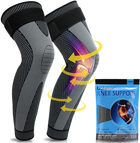 beister Lang Kniebandage Männer & Damen, Kniestütze mit Klettverschluss, Kompression Medizinischer Knieschützer, Knie Wärmer für Laufen, Meniskus, ACL, Arthrose, Arthritis,Sport(Paar)
