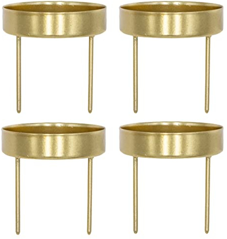 4 x Kerzenhalter Gold Metall D=6,4 cm 2 Picks Kerzenpick Adventskerzenhalter Stumpenkerzen Adventskranz 4 Stück