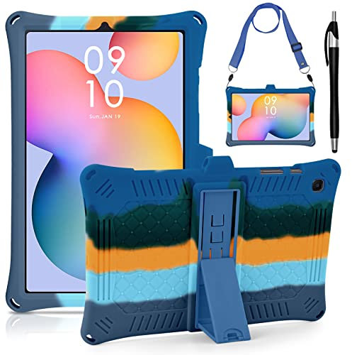 KATUMO Silicone Case for Samsung Galaxy Tab S6 Lite 10.4 inch 2024 2022 2020 Tablet (SM-P620N / P625N / P610/P613/P615/P619) Soft Rubber Cover with Stylus Pen Shoulder Strap S6 Lite Case Kids