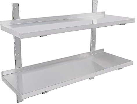MOOTACO Stainless Steel Wall Shelf, Commercial Kitchen Shelf (Restaurant, Bar, Home, Kitchen, Laundry Use) (100x30cm)