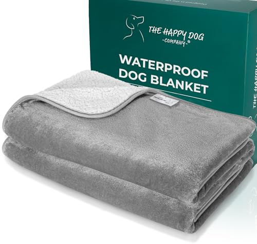 100% Waterproof Dog Blankets - Extra Large Dogs - Soft Fleece Washable Dog Blankets for Sofa, Pet Blankets for Bed/Sofa/Dog Crate, Reversible Fluffy Furniture Protector, 120x145cm, Grey/White