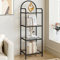Hzuaneri Libreria a 4 Livelli, Scaffale Portaoggetti, Libreria in vetro temperato, Scale Mensola, per Soggiorno Bagno Cucina Corridoio, Montaggio Facile, Struttura in acciaio, Nero EBC04001B