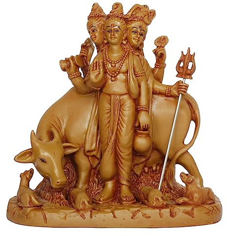 ARTVARKO Lord Dattatreya Polyresin Idol Bhagwan Datta Murti Statue für Zuhause Pooja Büro Dekor Trimurti Bhagwan Skulptur 16,5 cm