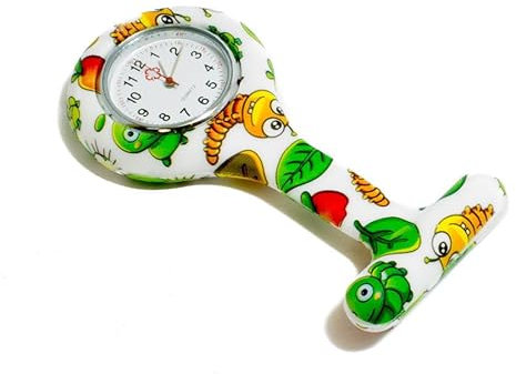 Lizzy Fashion Silicone Nurse Watch Brooch with Pin/Clip, Infection Control Design, Health Care Nurse Doctor Paramedic Medical Brooch Fob Watch (Bugs Life)
