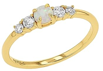 Amor Ring 925 Sterling Silber Damen Ringe, mit Zirkonia synth., Opal synth., Weiß, Kommt in Schmuck Geschenk Box, 2037252