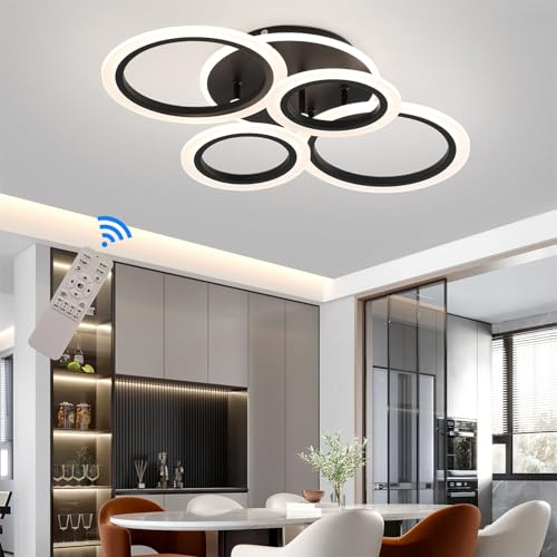 STCH LED Deckenleuchte Moderne Dimmbar Schlafzimmer Lampe Deckenlampe 4 Ringe mit Fernbedienung Memory Funktion Nachtlicht, Deckenbeleuchtung für Wohnzimmer Esszimmer Küche Flur, 3000-6500K, 60W