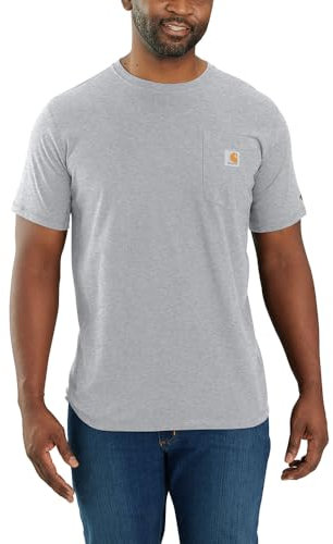 Carhartt Force Herren-T-Shirt, lockere Passform, mittelschwer, kurzärmelig, mit Tasche, Meliert, Grau, XL