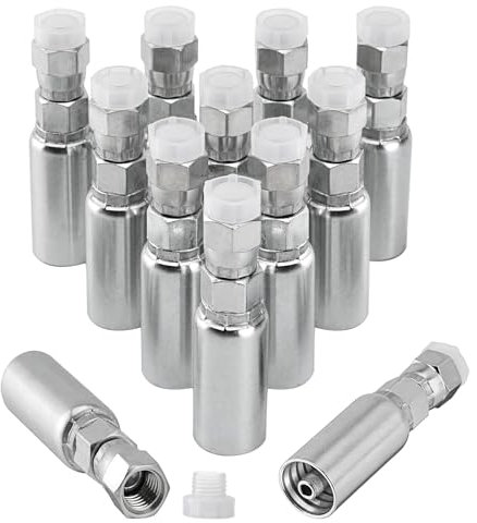 Racewill Lot de 12 raccords d'extrémité de tuyau hydraulique : 6,35 mm x 6,35 mm JIC 37 femelle à sertir pivotant avec couvercle de protection