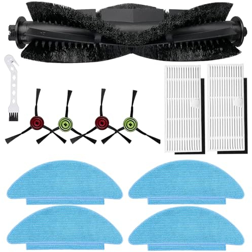 DianSung Ersatzteile Zubehörset für Tikom L9000, für Lubluelu SL60D, für LaResar L6 Nex, für HONITURE Q6 SE Roboterstaubsauger Zubehör, Hauptbürste + 4 Seitenbürsten + 4 Wischtücher + 2 Filter