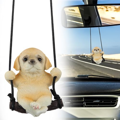 FainFun Lustige Autospiegel Anhänger, Auto Rückspiegel Dekoration, Süße Ornamente Auto, Auto Rückspiegel Anhänger Figur für Autospiegel, Türen, Zuhause oder Büro, Lustige Geschenke(Labrador)
