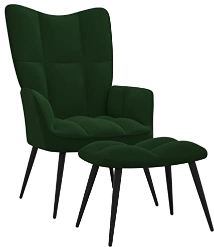 ZEYUAN Relaxsessel mit Hocker Dunkelgrün Samt, Fernsehsessel, Kinosessel, Lesesessel, Tv Sessel, Ohrensessel, Armsessel, Seselstuhl Wohnzimmer