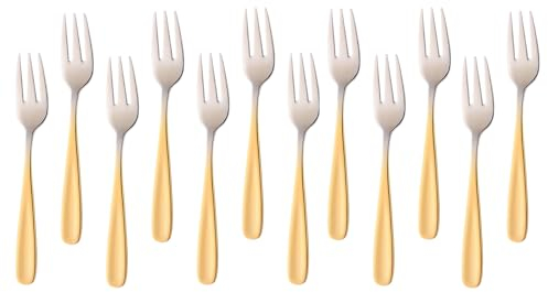 SBOMHS Kuchengabeln 12 stück, Dessertgabeln Tortengabeln aus Rostfreiem Edelstahl Obstgabeln kleine Gabel für Hochzeit Kuchen Tee 13.6 CM/ 5,35 Inch Länge (Farbverlauf Gold)