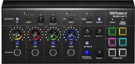 Roland BRIDGE CAST X Mélangeur de jeu double bus et capture vidéo | Interface de streaming audio professionnelle pour les joueurs en ligne et plus | DSP matériel 32 bits | Connectivité USB-C Windows