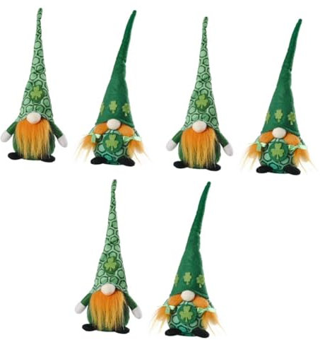Amosfun 6 STK Irland Büro-schreibtischdekorationen -zwergpuppe Patricks Day Tomte Plüschpuppe Skandinavischer Tomte Plüschzwerg Grün Zubehör