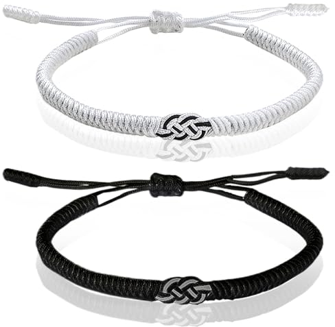 1 Paar Partnerarmbänder, JINSIHU Pärchen Armband Kabbala Armband Amulett Armbänder Geschenk Geflochtene Passende Armbänder Glücksarmband für lange Distanzen Paare Freund Freundin Bester Valentinstag