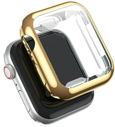 LANAFAY Hülle Kompatibel mit Apple Watch Series 6 5 4 SE 40mm, HD Stoßfestes Hülle für Apple Watch, Weich TPU Abdeckung Schutz für iWatch, Kratzfestes Case für Apple Watch(Gold)