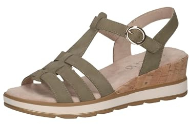 CAPRICE Damen Sandalen mit Keilabsatz aus Leder mit Klettverschluss