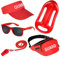 Life Guard Kostüm Set, 5-Teiliges Rettungsschwimmer Zubehör, Inklusive Schutzhut, Aufblasbarer Schwimmer, Sonnenbrille, Bauchtasche, Pfeife Mit Umhängeband, Für Erwachsene
