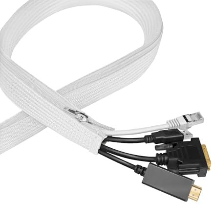 LogiLink KAB0091 - Kabelschlauch mit Reißverschluss, Ø 50 mm, Farbe: Weiß, 5 m