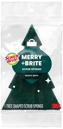 Scotch-Brite Washing Up Kitchen Sponge, Fun Christmas Tree Shape - Dish Sponge for Efficient and Safe Cleaning