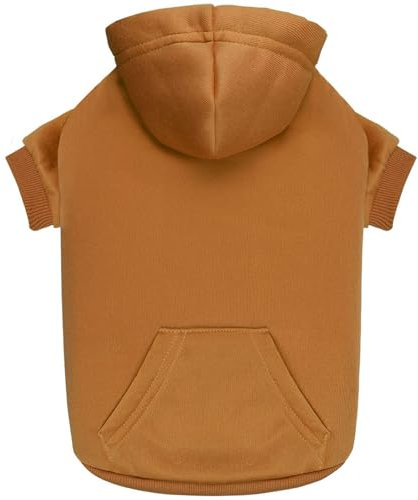 Hundepullover für mittelgroße Hunde, einfarbig, weich, gebürstetes Fleece, Sweatshirt mit Tasche (Kaffeebraun, M)