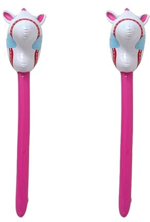 lerwliop 2pack/lot Lightweight Game Prop Horsehead Stick With Seal Up Air Plug Air Hammer Is Light And Soft PVC Inflatable Stick, Pink