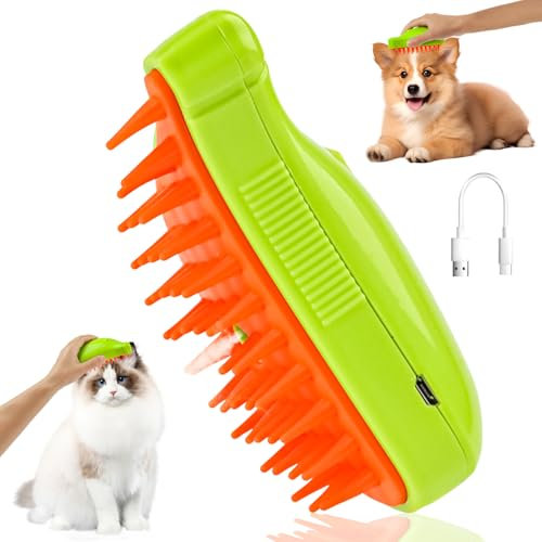 Katzenbürste mit Dampf, Dampfbürste Katze, 3-in-1Katzen Bürste Katzen Dampfbürste für Massage, Spray Haustierhaar Bürste, Katzenkamm für Katzen für Katzen und Hunde zur Haarentfernung Brush Sauberes
