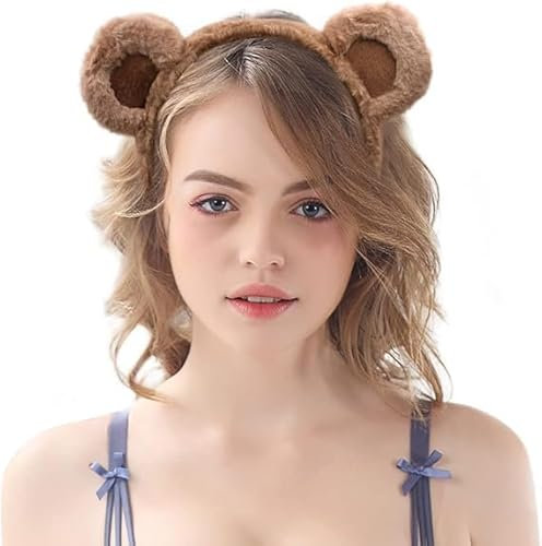 LUYANFX Serre-têtes de Animaux Oreilles Bandeaux de Cheveux en Peluche, Bandeau Oreilles de Animaux, Déguisement Animal Accessoire, Pour Carnaval Halloween Fête Party Cosplay (Ours)