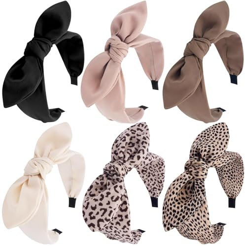 TELAIN Stylische Und Bunte Haarreifen Damen, Mit Großem Schleifen-Design, Perfekt Für Alle Frisuren, 6-Set Für Jeden Anlass Und Täglicher Gebrauch