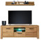 Wohnwand Wohnmöbel Set Eiche teilmassiv geölt 2-teilig, 1 Wandboard, 1 Lowboard, inkl. LED-Beleuchtung | Echtholz/Massivholz/Furnier