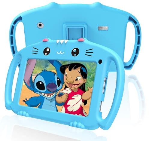 VESWWE Kids Tablet Android 7 In Toddler Table for Kids with WiFi Quad Core 32G ROM 128GB Extendable Parental Control Dual Camera Shockproof Case(Blue)