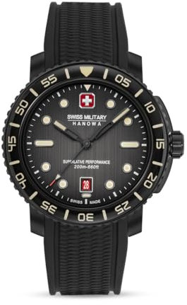 Swiss Military Hanowa SMWGN0001730 Black Marlin Herrenuhr mit Silikonarmband 20 ATM