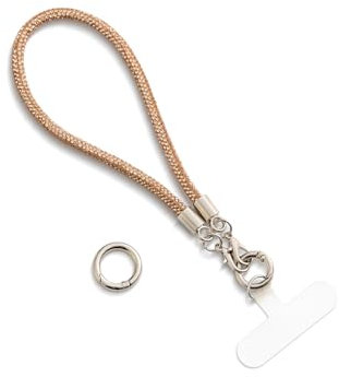 AOKSUNOVA Handykette Kurz Schlüsselband Glitzer Handykette Universal Handschlaufe Handy Champagner Gold