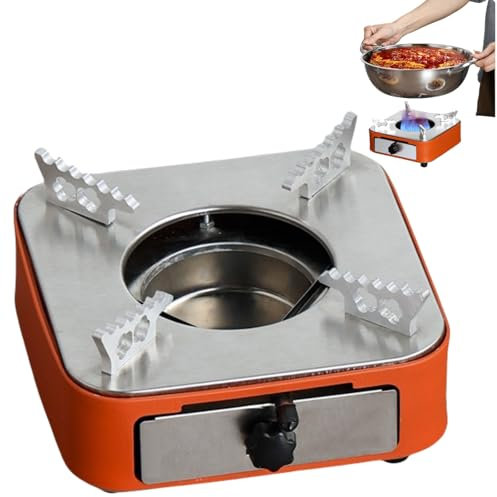 Hornillo de Alcohol de acero inoxidable y plata, Hornillo de camping portátil diseño de una pieza, Para Cocinar En Restaurantes Hogares Y Campamentos (naranja)