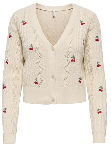 ONLY Neck Onlbirtie Ls EMB Cardigan col en V CC KNT Femme