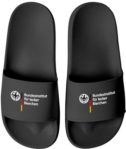 MoonWorks® Badeschlappen Badelatschen Unisex mit Aufdruck Bundesinstitut für lecker Bierchen Bedruckt Herren Damen Badeschuhe Männer Frauen Geschenk