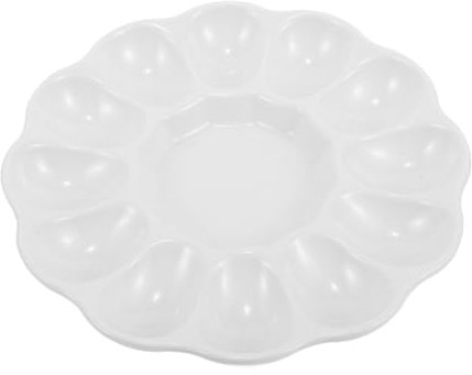 GLEAVI Cerámica para Huevos Rellenos de Servir Reutilizable de Compartimentos para Pascua y Catering de Limpiar Compacto para Huevos