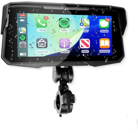 VECHTEL Motorrad Navi Kabelloses CarPlay und Android Auto per Moto, 6.86 Zoll HD Touchscreen GPS Navigation für Motorrad mit IP68 Wasserdicht, Bluetooth, EQ, Assistente Siri/GOO-gle, TPMS