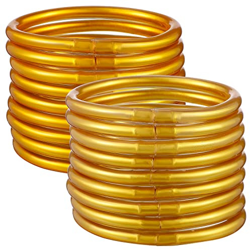 BESPORTBLE Bracelets en Silicone Brillants 18 Pièces, Or, pour Femmes | Bracelet Jonc Bouddhiste, Bracelets pour Femmes, Bracelets en Gelée pour Adultes, Bijoux S pour Femmes