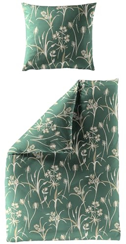 Bierbaum Bettwäsche 3987, Mako-Satin, 100% Baumwolle, Designed in Germany, Petrol 30, 155x220 + 80x80 cm, Komfortgröße, mit Reißverschluss, 1 Bettbezug und 1 Kissenbezug